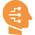 Icon AI head with wires in orange