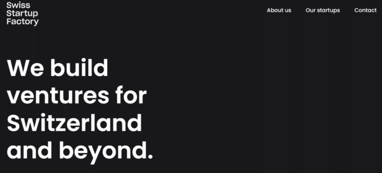 Screenshot of Swiss Startup Factory website